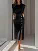 Nice | Einfarbiges Midikleid mit Knopfleiste
