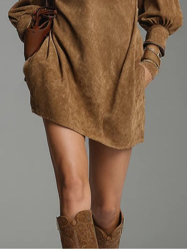 Felina | Braunes Wildleder-Minikleid
