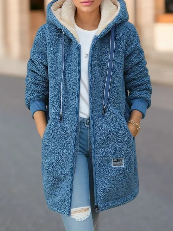 Samira™ | Kapuzenjacke aus Fleece mit Reißverschluss - Blau / XS