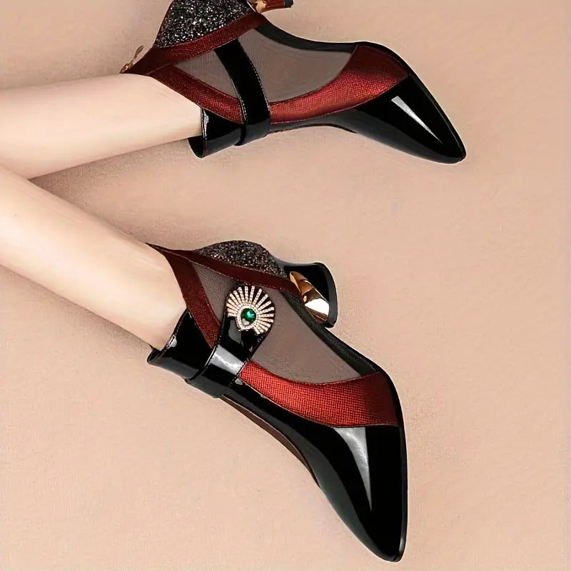 Hailey | modische Damen-Schuhe, luftiges Mesh mit Kristallverzierung.