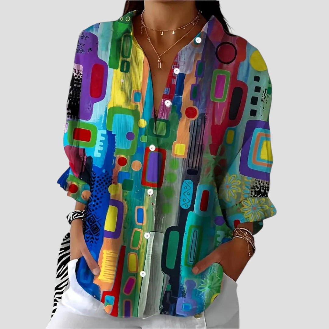 Khalani | elegante Bluse im geometrischen Design