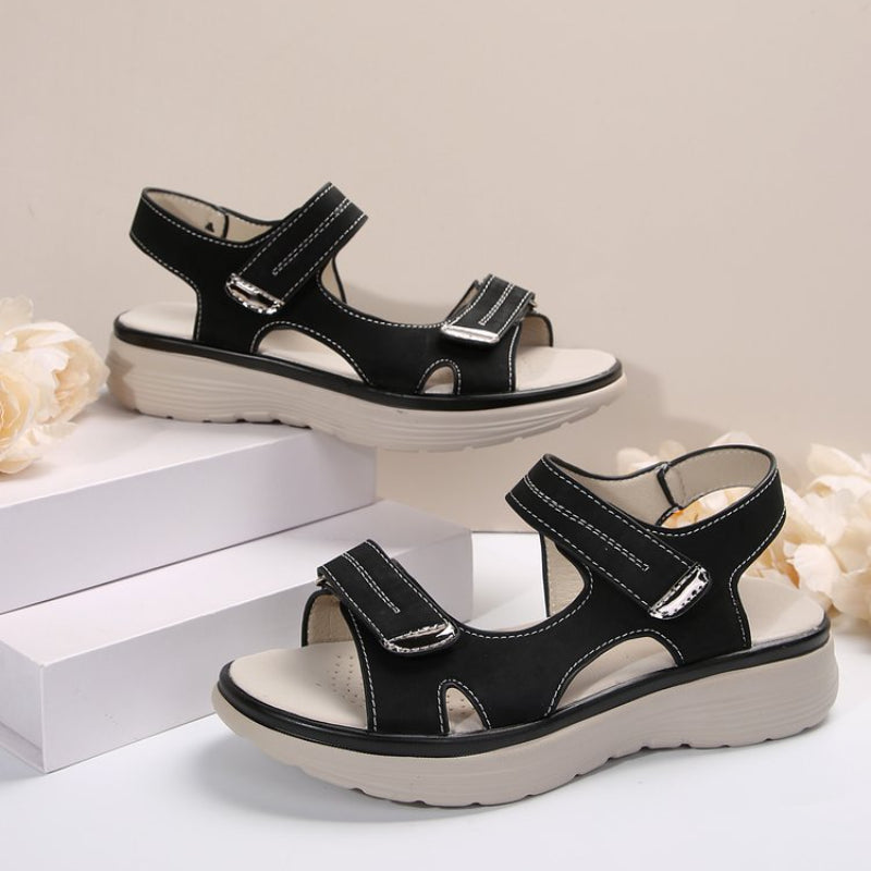 Jennaya | Bequeme Damen-Keilsandalen mit Klettverschluss