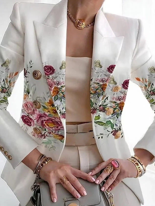 Scarlet™ | Lässige Langarm-Blumen-Anzugjacke für Damen