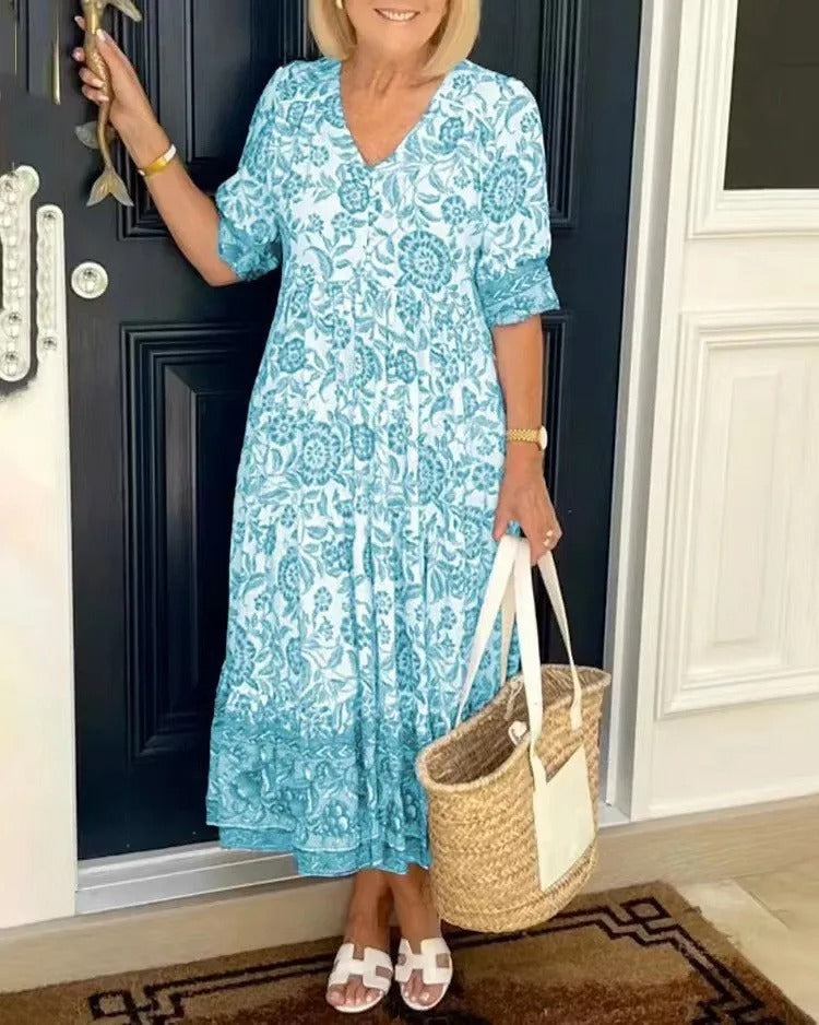 Meredith™ | Boho-Stil Kleid mit V-Ausschnitt