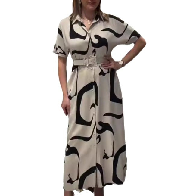 Miras | Gemustertes Kleid mit Taillenbetonung