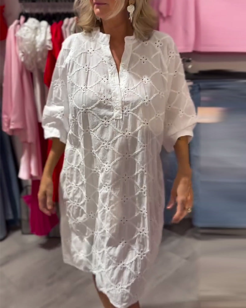 Luella | langärmeliges Kleid mit floralem Dekolleté