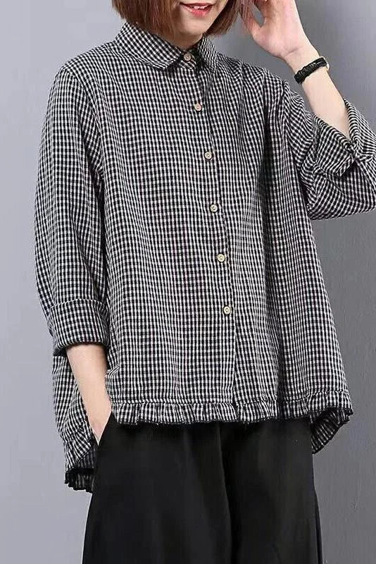 Lina | Kariertes Leinen-Baumwoll-Shirt