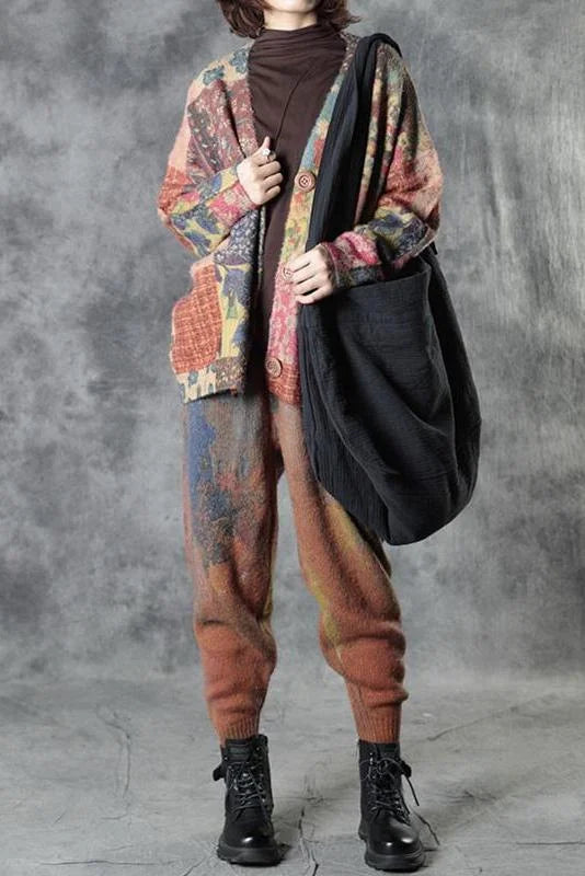 Marieth | Bunter Boho-Strickpullover mit Blumenmuster