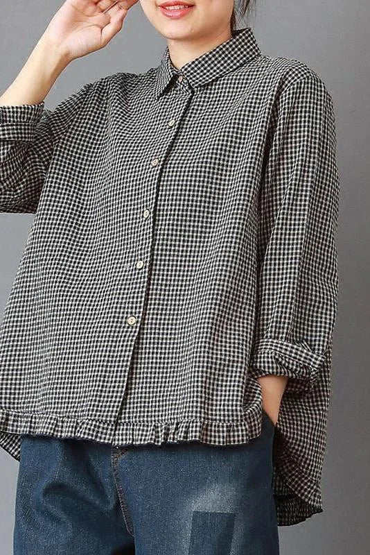 Lina | Kariertes Leinen-Baumwoll-Shirt