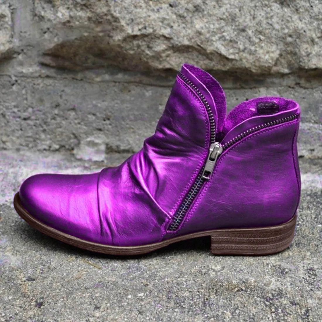 Lornia | Damenstiefel mit doppeltem Reißverschluss