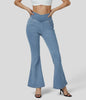 Zaira™ | Hochtaillierte Stretch-Flare-Hose - Gewaschener Denim in Hellblau / S