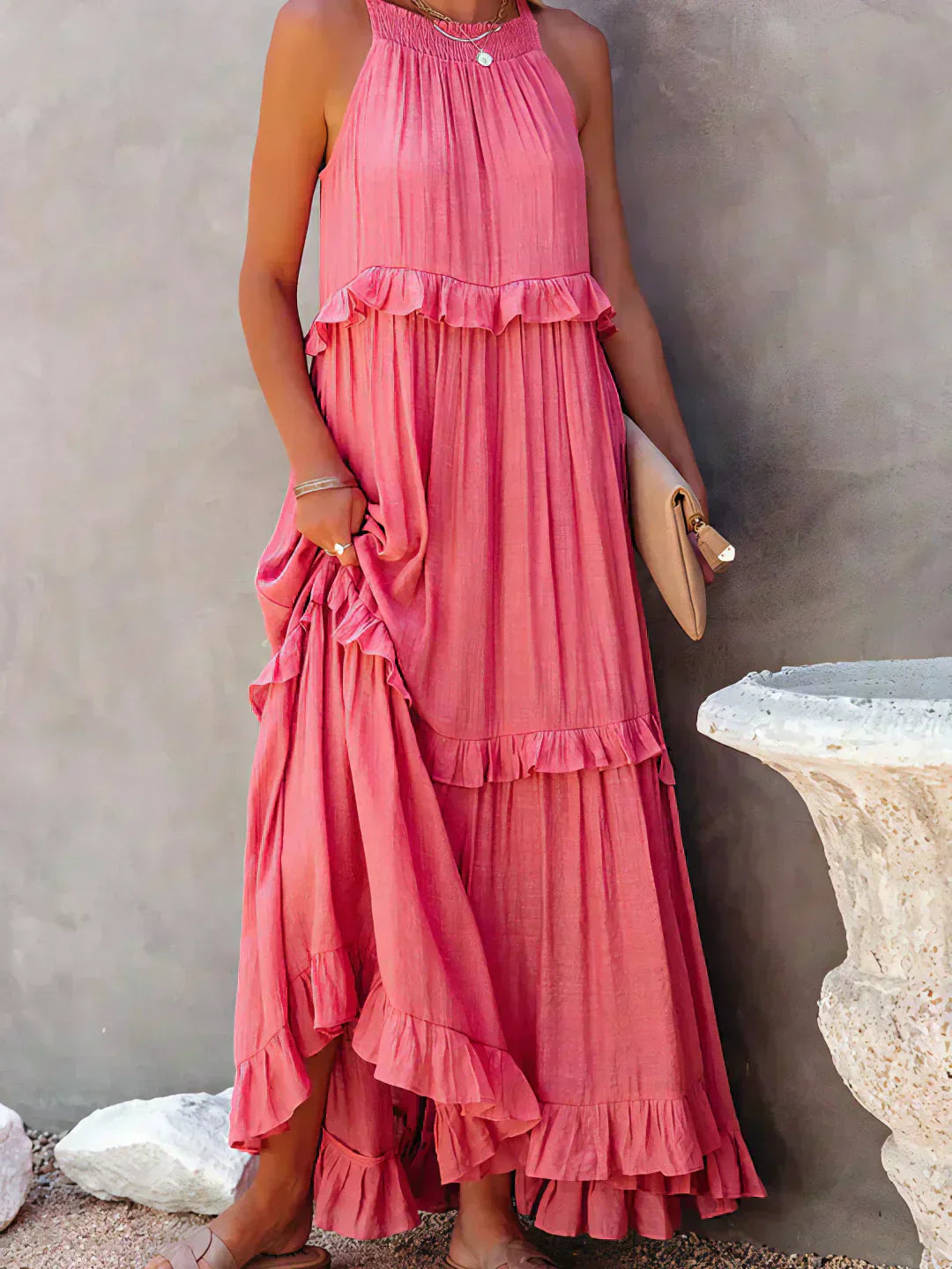 Jovilyn | Ärmelloses Kleid mit Rüschen