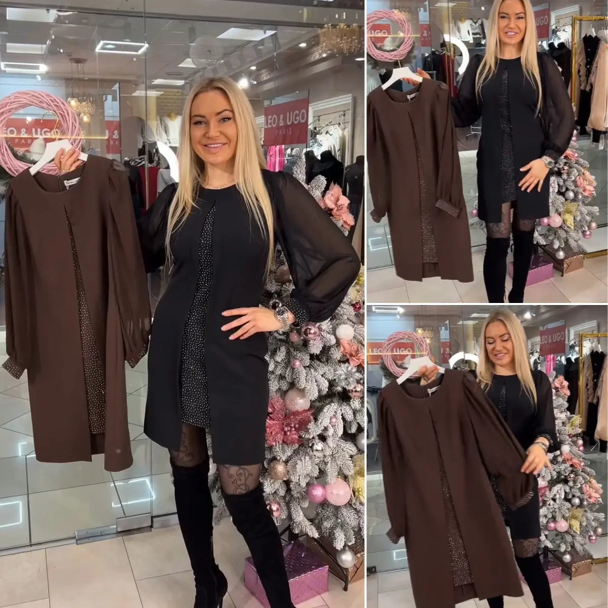 Novarie | Stilvolles Winterkleid mit glitzerndem Cutout-Detail