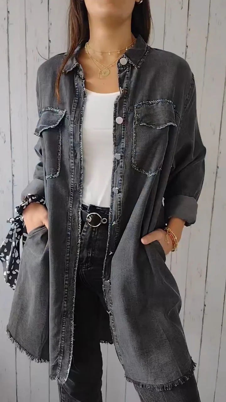Sele | Langes Denim Mantel-Shirt