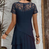 Sarah | elegantes A-Linien-Midikleid, mehrlagiges Mesh-Design.