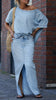 Daph | Denim Schulterfreies Top & Maxirock Set