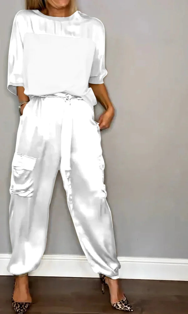 Zara | Satin Oberteil und Hose Set