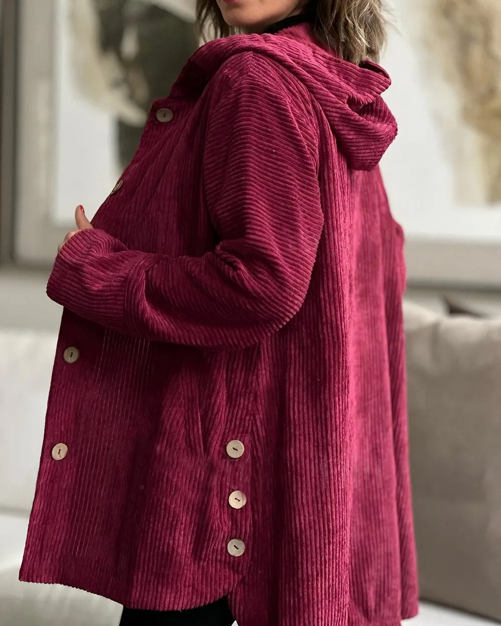 Andrea™ | Lässige Cordjacke mit Kapuze für Damen