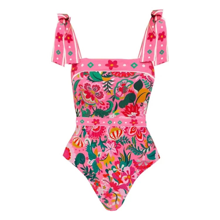 Ella | Blumenmuster-Badeanzug-Set mit eleganter Fliege