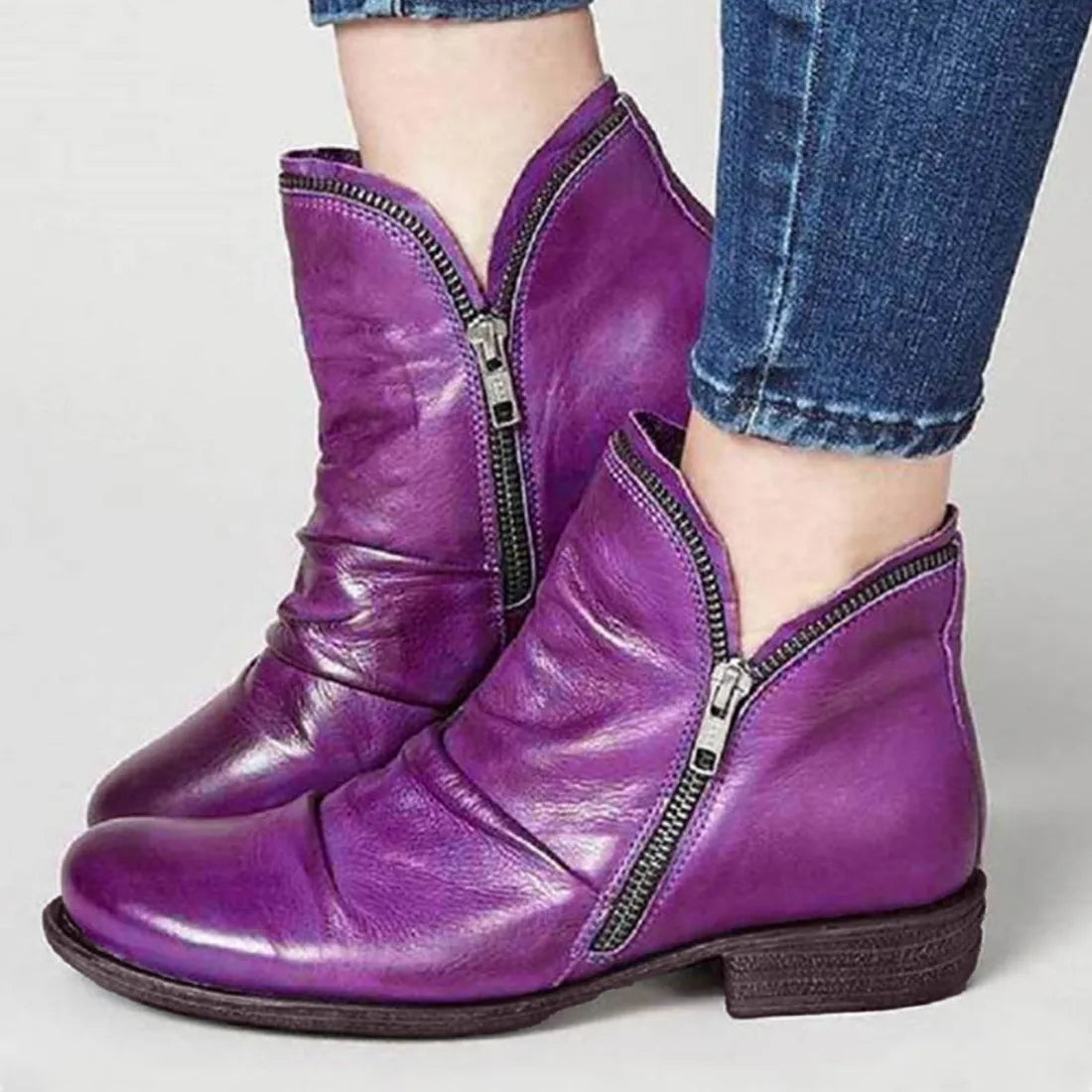 Lornia | Damenstiefel mit doppeltem Reißverschluss