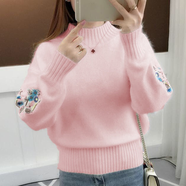 Ariah | weicher Strickpullover aus Kaschmir mit Blumenmuster.