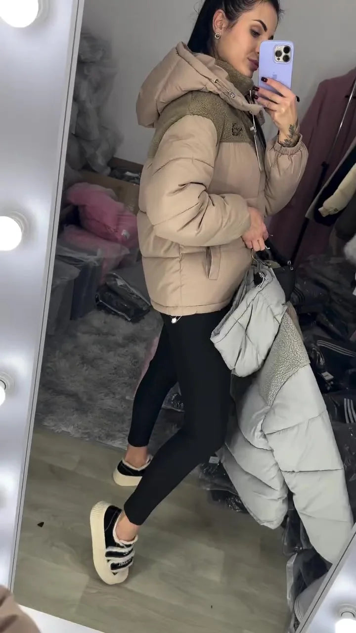 Sanifa | Modische Winterjacke mit Farbkontrast und Kapuze