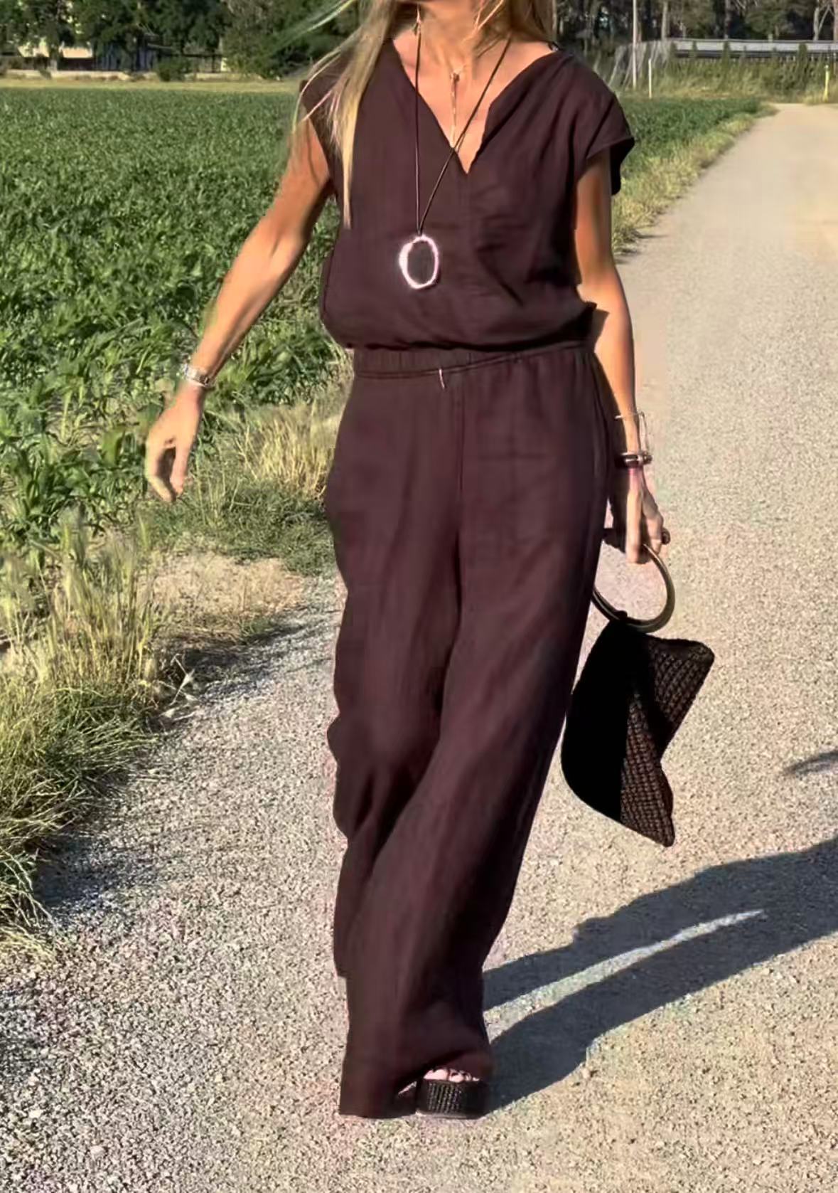 Avery | elegantes Set aus Baumwolle und Leinen mit Weste und Hose