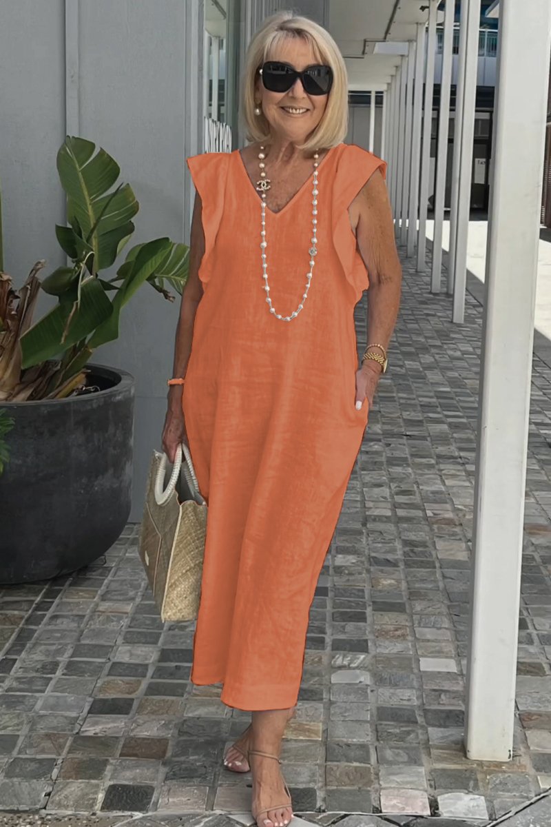 Emelia | bequemes Leinenkleid, lässiger Look mit weitem Arm.