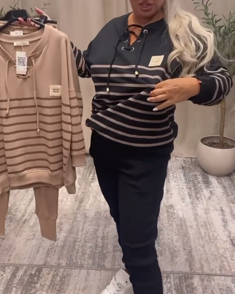 Marlene | Gestreifte Zweiteilige Loungewear-Set