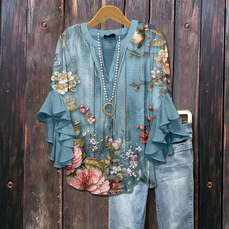 Kairea | Boho-Bluse mit gerafften Ärmeln