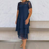 Sarah | elegantes A-Linien-Midikleid, mehrlagiges Mesh-Design.