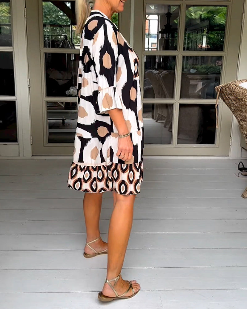 Larisa | Bedrucktes Kleid mit 3/4 Ärmeln