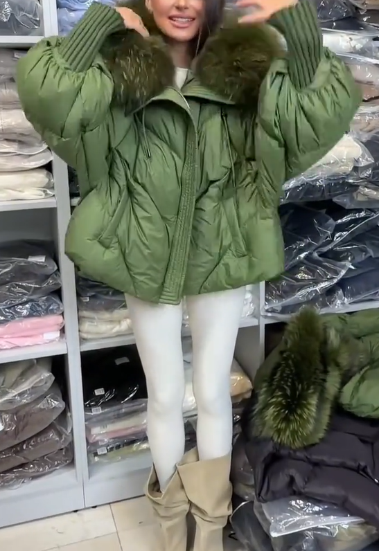 Gerla | Damen Kapuzenjacke aus Baumwolle mit Plüschbesatz