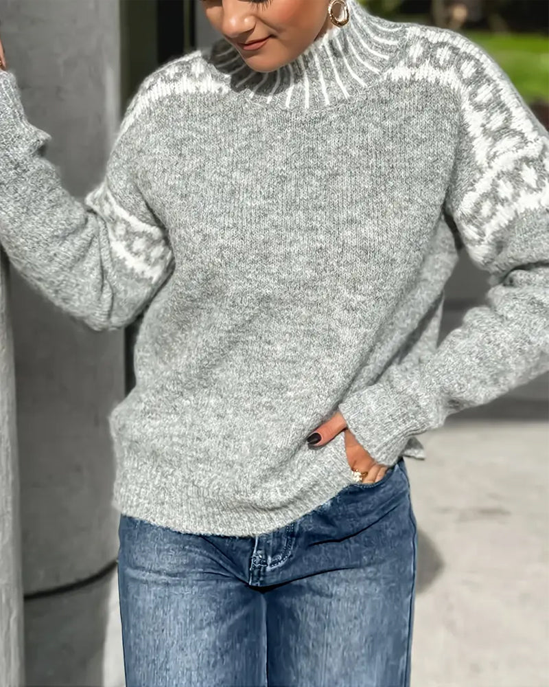 Zuvey | Gemusterter Rollkragenpullover