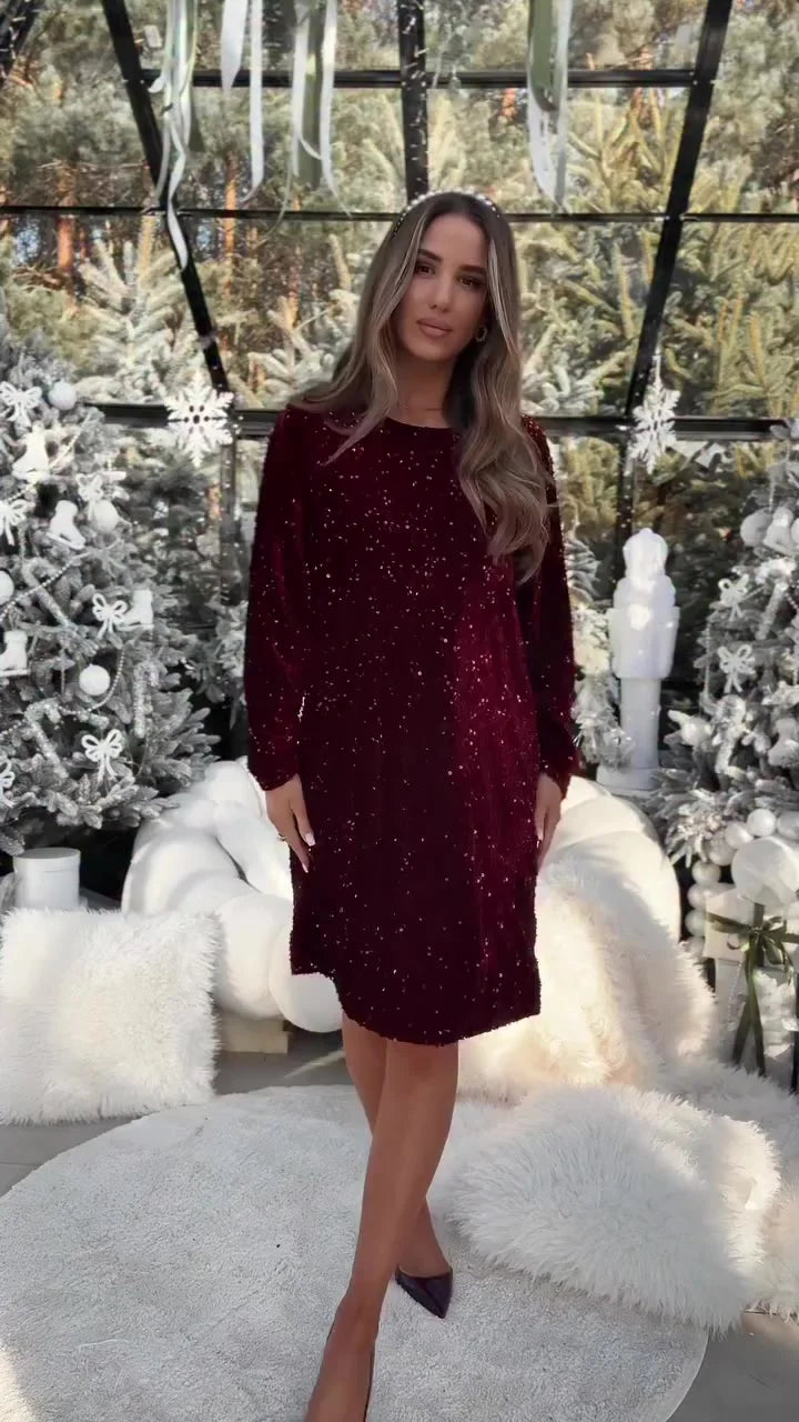 Davina | Luxuriöses Glitzerkleid mit zarter Schleife hinten