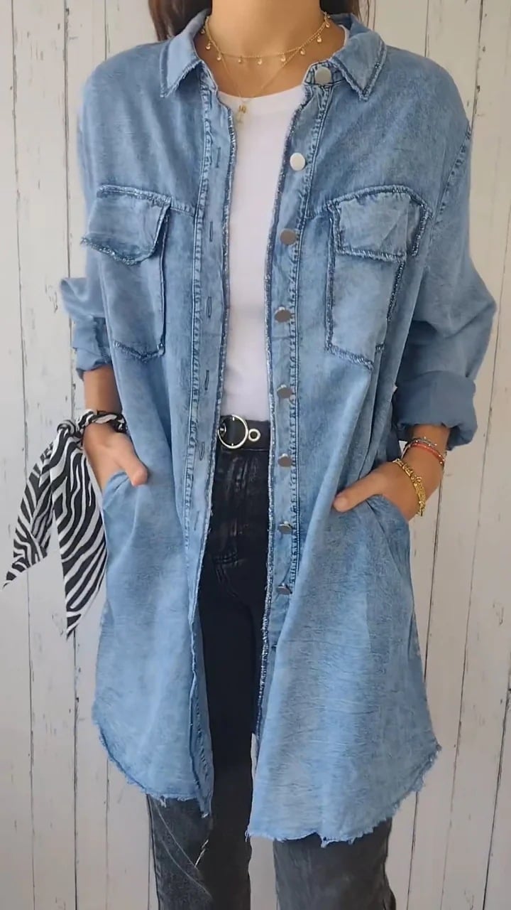 Sele | Langes Denim Mantel-Shirt