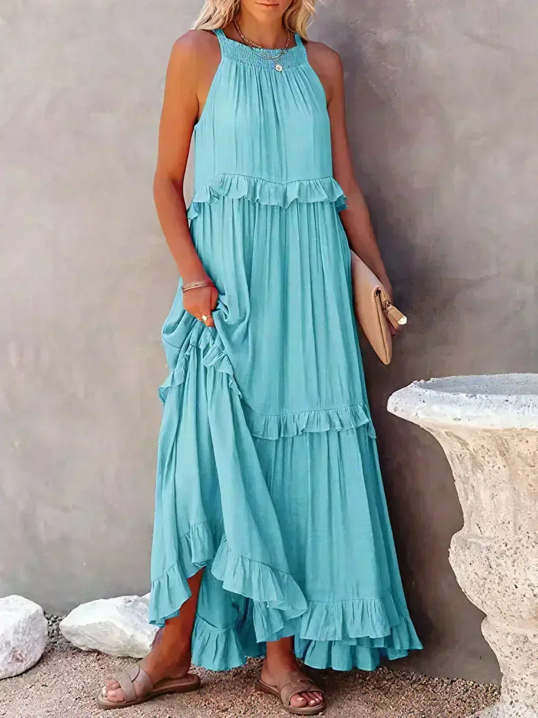 Jovilyn | Ärmelloses Kleid mit Rüschen