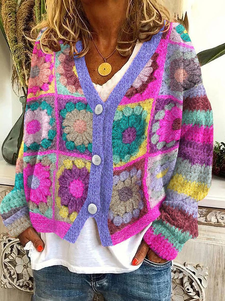 Klara | Strick-Cardigan mit Blumenmuster