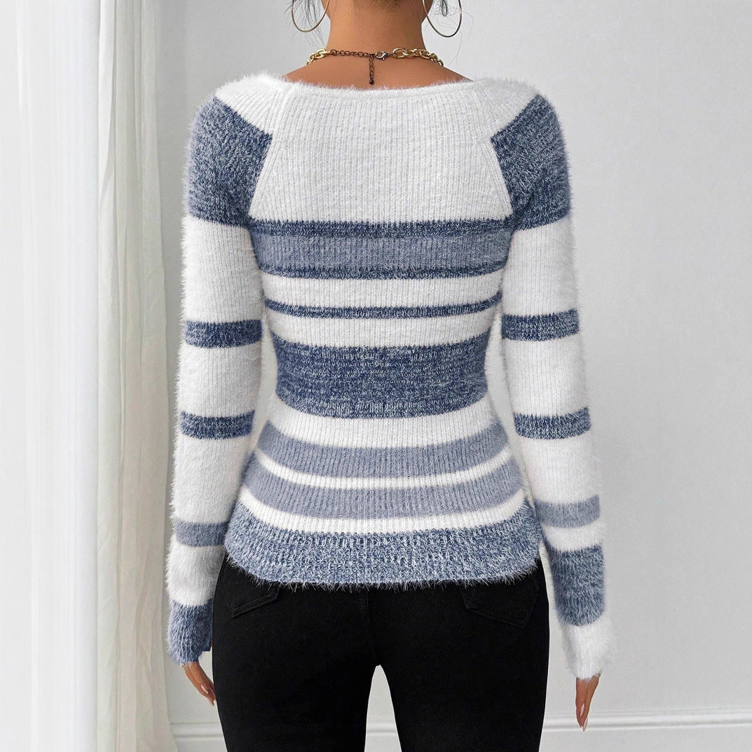 Chizza | Figurbetonter Strickpullover mit Streifen