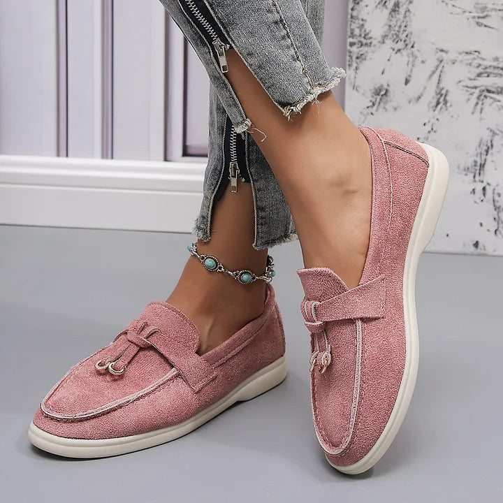 Yany | Damen-Loafers aus Wildleder mit geknoteter Quaste