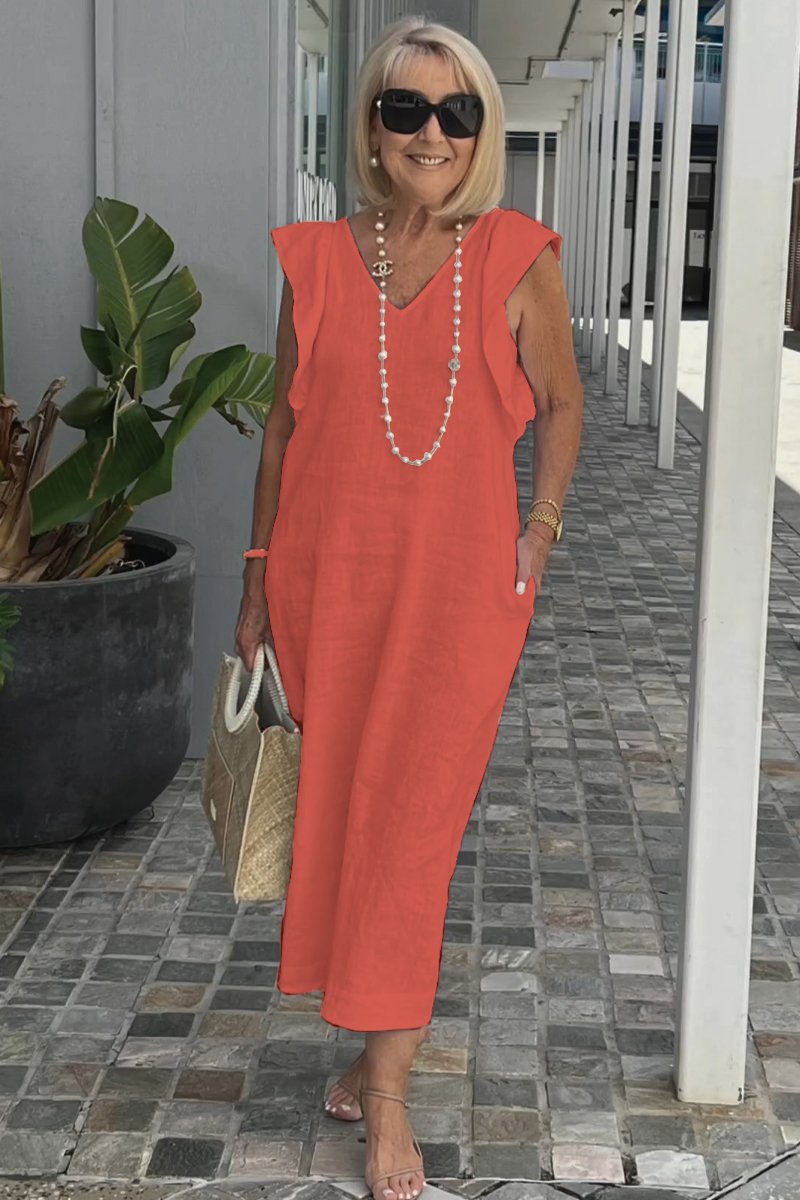 Emelia | bequemes Leinenkleid, lässiger Look mit weitem Arm.