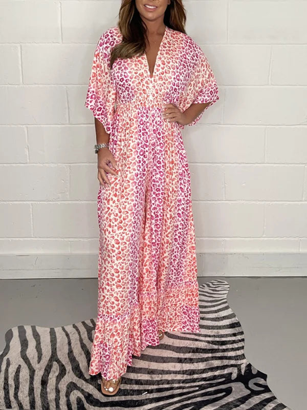 Alison | Kleid mit V-Ausschnitt und Leopardenmuster