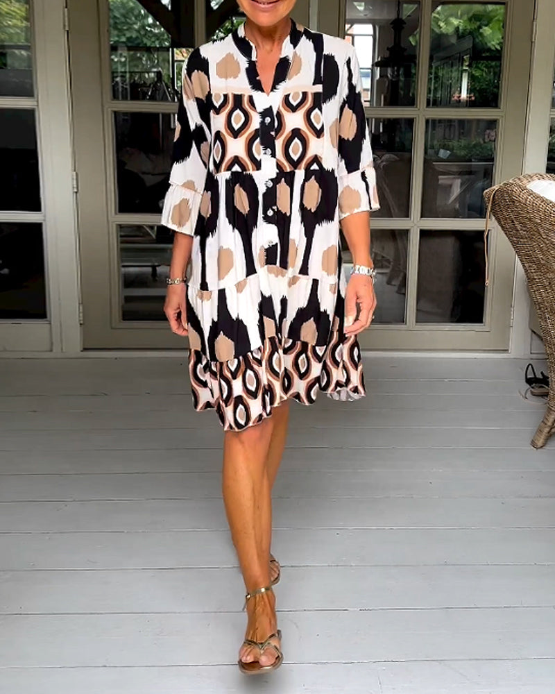 Larisa | Bedrucktes Kleid mit 3/4 Ärmeln