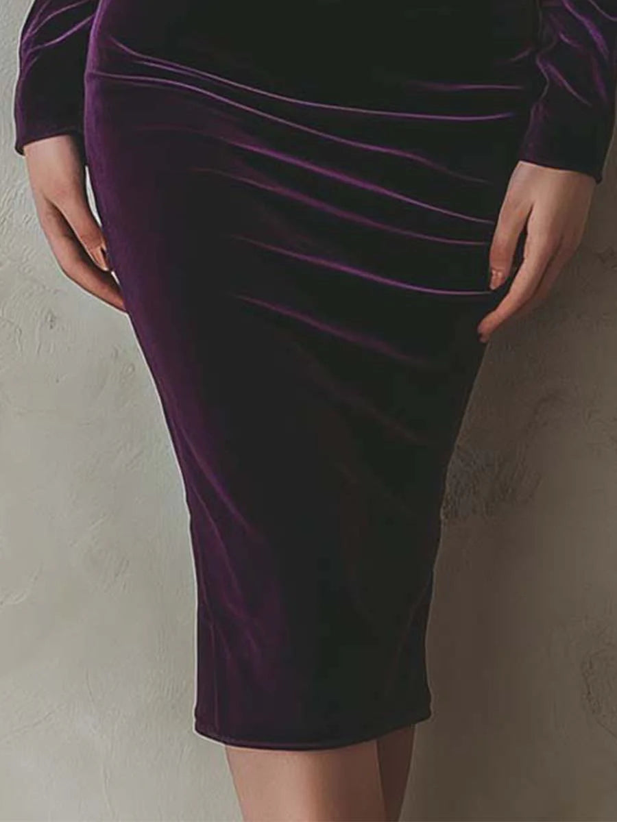 Limara | Midikleid aus Samt mit langen Ärmeln