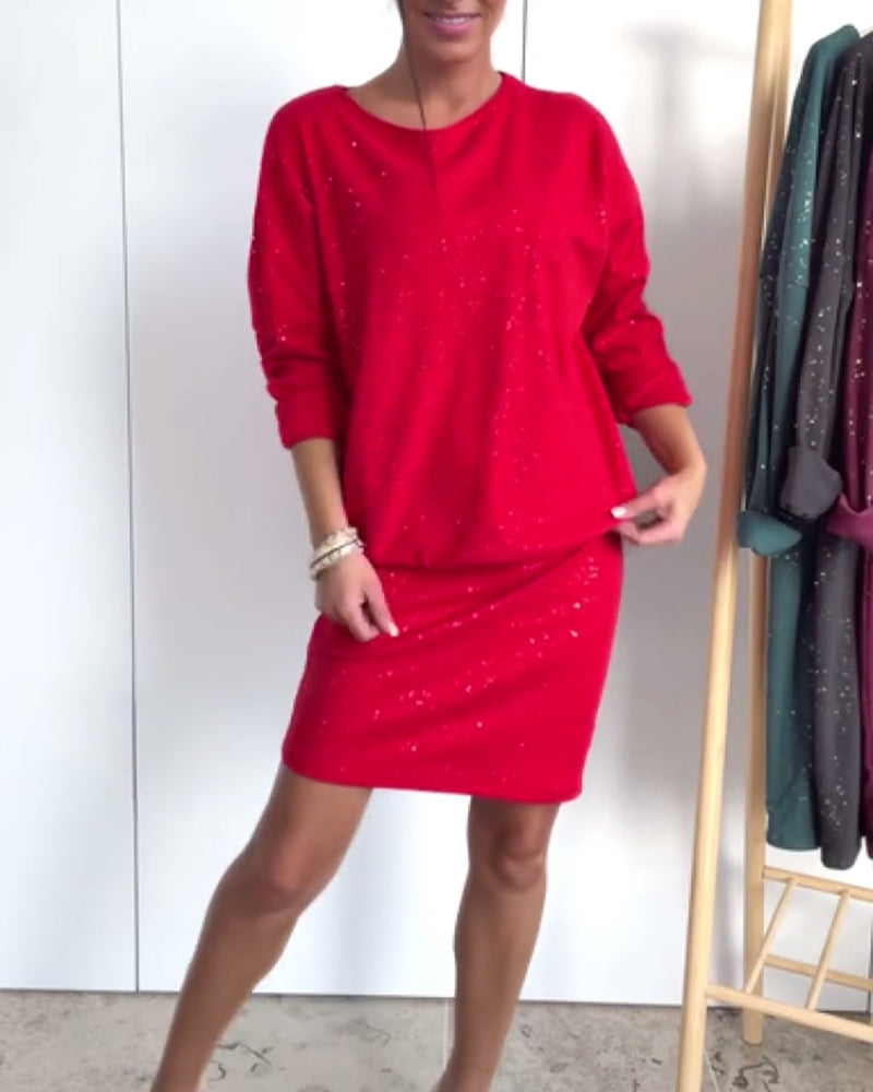 Fenila | Strahlendes Party-Strickkleid mit Feinem Glitzer