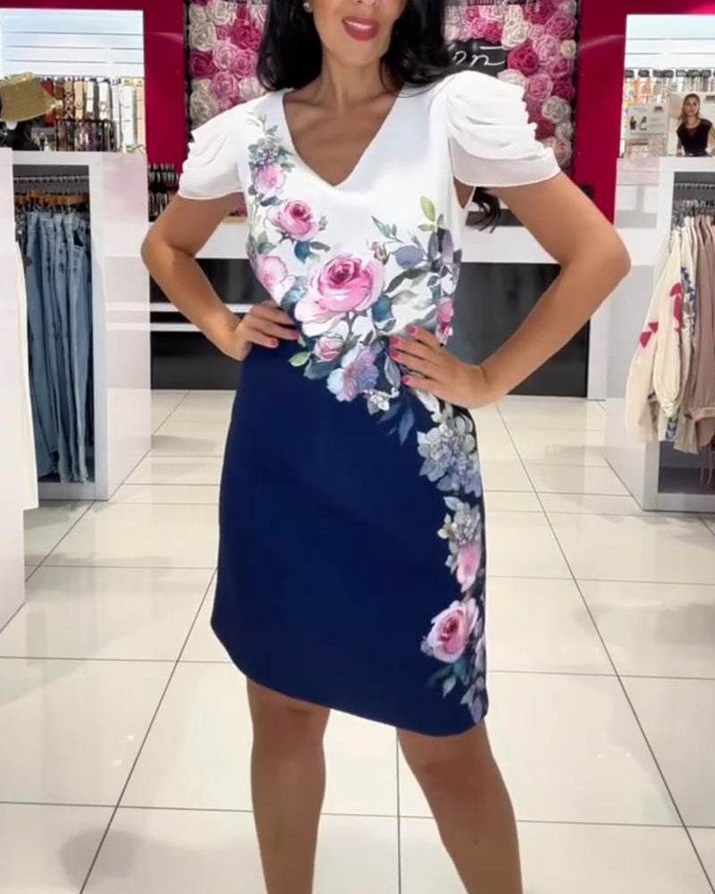 Jaliyah | verspieltes Kleid mit Puffärmeln und V-Ausschnitt