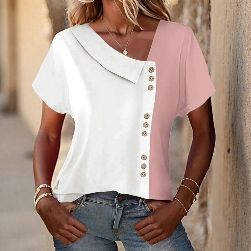 Amabella | Farbe Block lässige Bluse