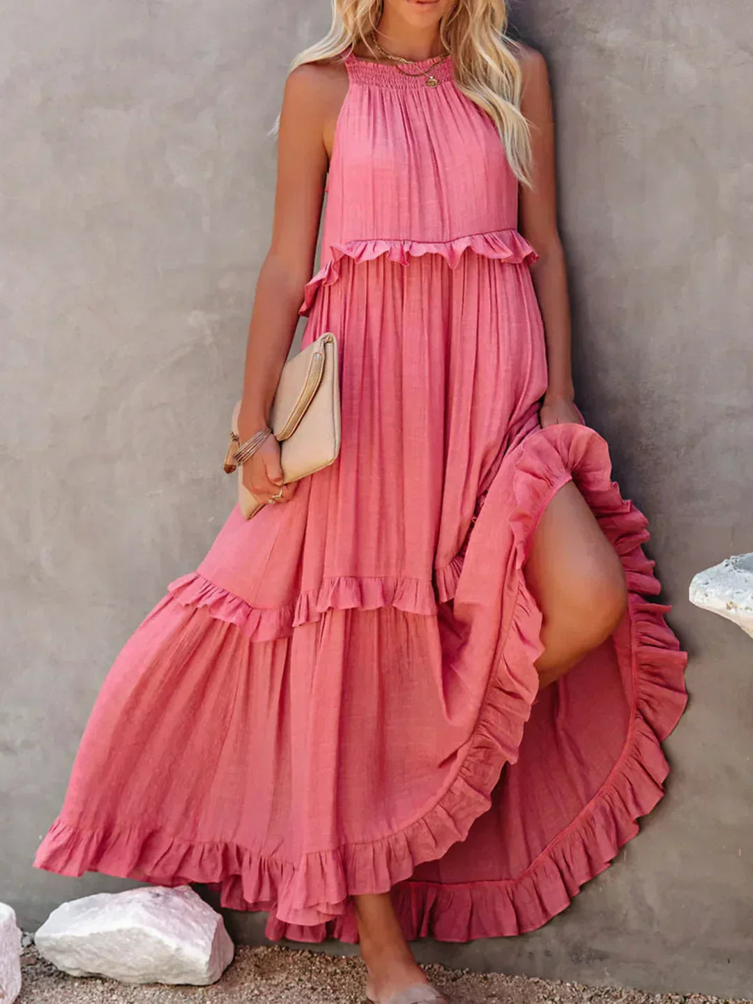 Jovilyn | Ärmelloses Kleid mit Rüschen