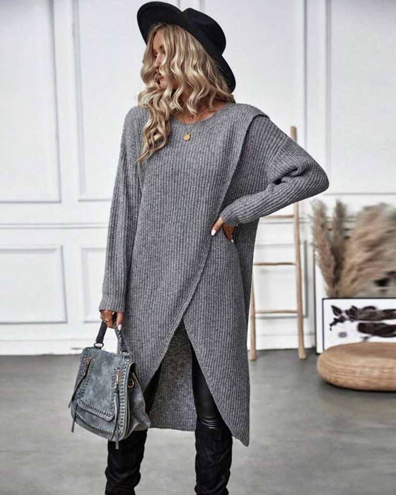 Kiara™ | Langes, Schlichtes Strickkleid für Damen
