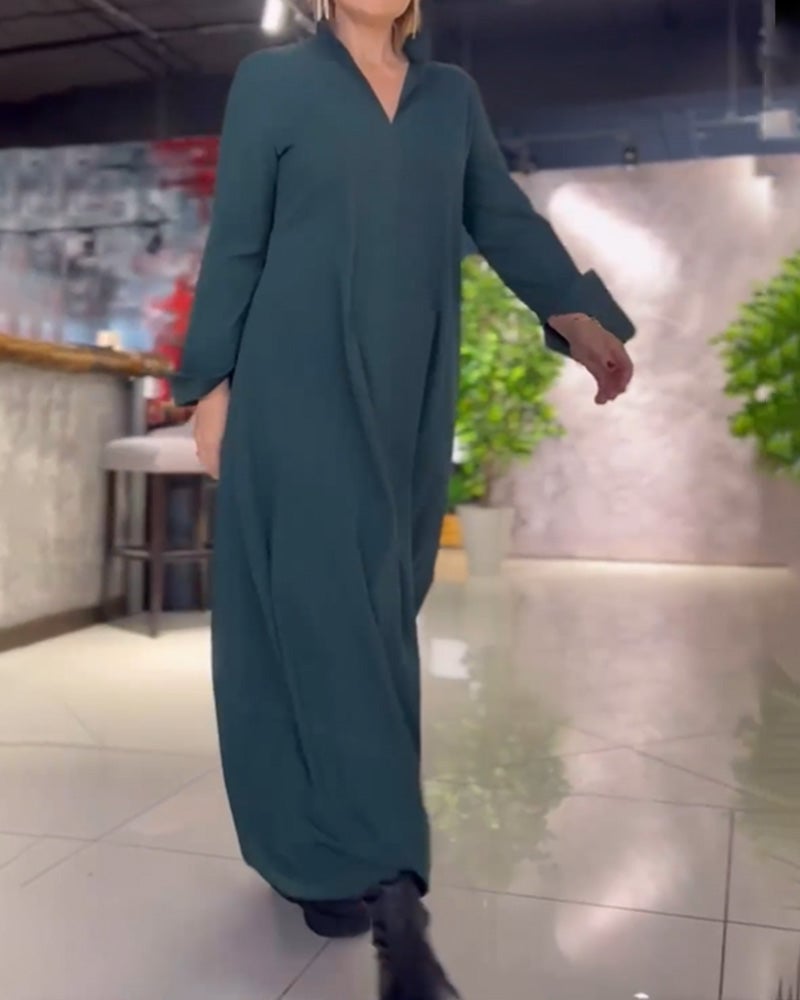 Uzila | Langes, lockeres Kleid mit Schlitz